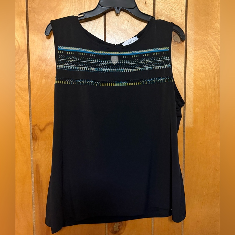 Calvin Klein Black Embellished Sleeveless Tunic